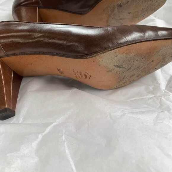 CEMI Vintage Chocolate Leather Pump - Sz 38 1/2 - Picture 3 of 7